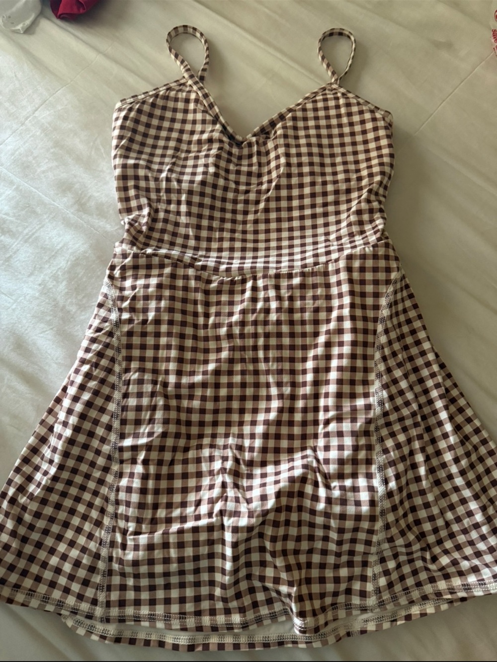 Brown and White Gingham Tank Mini Dress - Picture 4 of 4